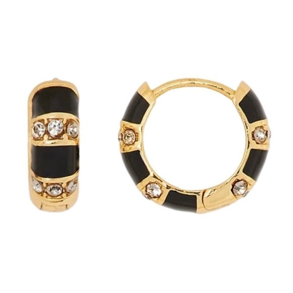 KATE SPADE • Rare Form Striped Huggies Hoop Earrings - Picture 1 of 3
